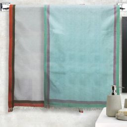 Multicolor 100% Cotton Solid 220 GSM Towels (Set of 2) by Athom Living-picture-6