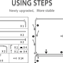 mt-zhjl Metal Multi functional Heavy-Duty Garment Stand Cloth Rack Freestanding Storage Carbon Steel Collapsible Wardrobe image 3