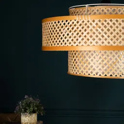 decomia Orbit Hanging Lampshades Pendant bamboo Ceiling Lamp shades(D45XH25 CM)(Red) Hanging Lights (Pendant Lights) Lamp Shade image 3