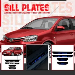colurline Set of 4 Car Accessories door sill plates with blue light for ETIOS Door Sill Plate image 4