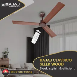 bajaj Classico Sleek Wood 5 Star 1200 3 Blade Ceiling Fan image 2