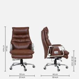casacraft from pepperfry Fortuna Leatherette Executive Chair In Brown Colour image 2