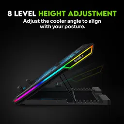 SpinBot AirFlow X20 |6 Fans|RGB Lights|6 Speed Level|Metal Body| 6 Fan Ergonomic Cooling Pad with Adjustable Height image 3