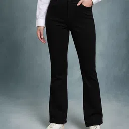 kashian Women Flared High Rise Black Jeans-picture-25