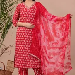 glider girl Women Pure Cotton Kurta Patiala Dupatta Set image 5