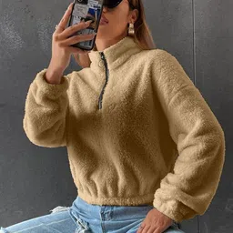 lripsome Women Full Sleeve Solid Sweatshirt image 3