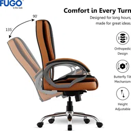 fugo Chair FG1112 Office Chair, Study Chair, Computer Chair, 3 Years Warranty Leatherette Office Executive Chair image 3