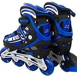 pp sons Inline Skates shoe different size with PU LED Flashing Wheel Aluminum Body in-Line Skates with Adjustable Length for Age 10-16 Years (Blue) In-line Skates - Size 6 - 9 UK image 2