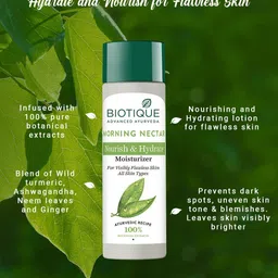 biotique Morning Nectar Flawless Skin Moisturizer | 24H Deep Moisture | All Skin Types image 2