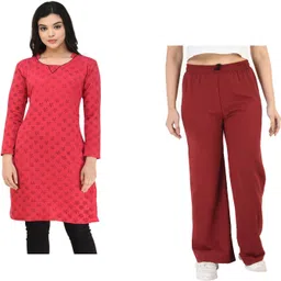 indeweaves Pack of 2 Women Self Design Wool A-line Kurta-picture-35