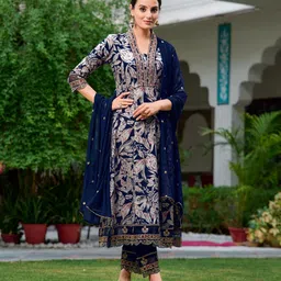 berrylicious Women Viscose Rayon Kurta Pant Dupatta Set image 1