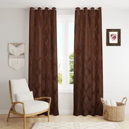 kraftiq homes 152 cm (5 ft) Velvet Room Darkening Window Curtain (Pack Of 2)-picture-36