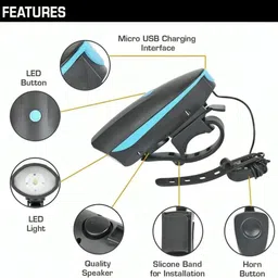 highrider USB Cycle Light & Horn with Front & Tail Light & Tyre Valve Light LED Front Rear Light Combo image 2