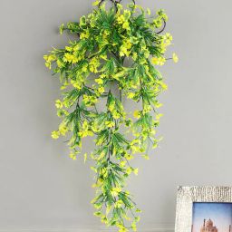 Plastic Foliyaj Green Leaf Vine With Metal Wall Stand Artificial Plant-picture-24