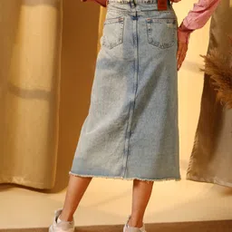 pina colada Women Solid Regular Blue Skirt image 3