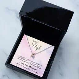 seolfor Unique & Special Gift To My Better Half ( Wife ) - Wishbone Necklace Cubic Zirconia Sterling Silver Pendant image 5