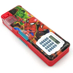 tishna Inbuilt Calculator & Sharpener for Girls and Boys Birthday Return Gift Spiderman, Unicorn Art Plastic Pencil Boxes image 2