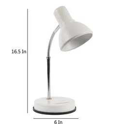 brightdaisy White Metal Shade Study Lamp With White Base image 5