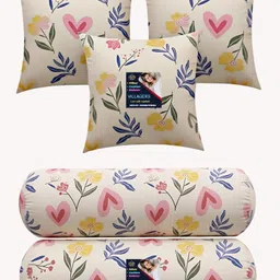 Microfibre Bolster Pack of 5 Floral Cushion and 2 Bolster-image-41