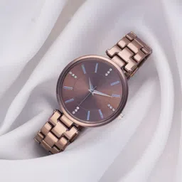 zipka Women Minimalist Brown Stainless Steel Bracelet Strap Classic Fashion Wristwatch Analog Watch - For Women Trendy Brown Bracelet Watch for Girls and Women - Everyday, Fashion, Office Wear-picture-31