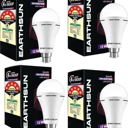 earthsun 12W Rechargeable LED Bulb Bright Light for Emergency Power Outages| Pack of 4 2 hrs Bulb Emergency Light image 1