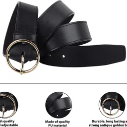urban alfami Women Formal, Casual, Party, Evening Black Artificial Leather Belt image 2