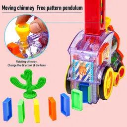 hirnaya Dominos Train Blocks Set With Lights & Sounds Domino Toy for Kids Boys and Girls image 4