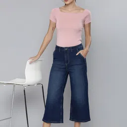 Flying Machine Women Blue Wide Leg High-Rise Light Fade Stretchable Jeans image 4