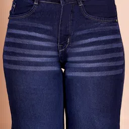 flying girls Women Flared High Rise Dark Blue Jeans image 5