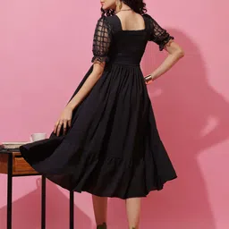 sheetal associates Women Fit and Flare Black Midi/Calf Length Dress image 3