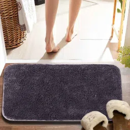 pano Black Solid MicroFibre 14x10 Inches Antiskid Bath Mats image 1