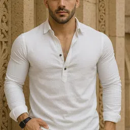 levinta Men Solid Cotton Blend Straight Kurta image 2