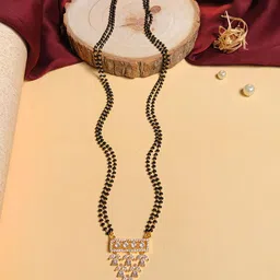 ABDESIGNS Gold-Plated AD Stone-Studded & Beaded Mangalsutra-image-72