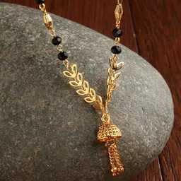 Kennice Gold-Plated Floral Beaded Mangalsutra image 1