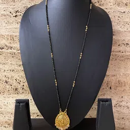 Digital Dress Room Gold-Plated Black Stones & Beaded Mangalsutra-image-77
