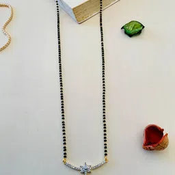 ABDESIGNS Gold-Plated Artificial Stones-Studded & Beaded Mangalsutra-picture-36