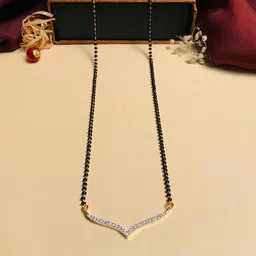 ABDESIGNS Gold Plated American Diamond Studded & Beaded Mangalsutra-image-12