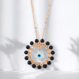 MINUTIAE Rose Gold-Plated Evil Eye Studded & Beaded Mangalsutra-picture-11