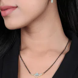 Adwitiya Collection Gold-Plated Stones-Studded & Beaded Mangalsutra Set image 5