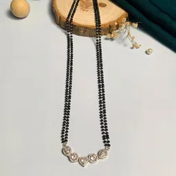 ABDESIGNS Silver-Plated AD Stone-Studded & Beaded Mangalsutra image 5