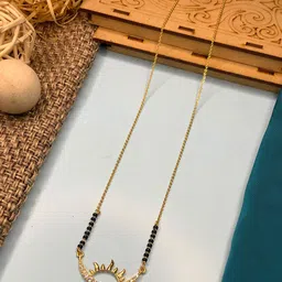 ABDESIGNS Gold-Plated AD Stone-Studded & Beaded Mangalsutra image 5