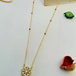 ABDESIGNS Gold-Plated Stones Studded and Beaded Mangalsutra image 5