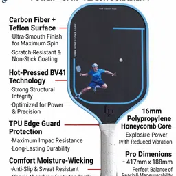 legend pro Carbon Fiber + Teflon Series 0444 Pickleball Paddle image 3