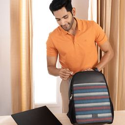 ZOUK Mysore Mosaic Striped Backpack with Compression Straps - 16 L-picture-21