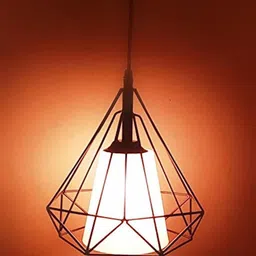 sinoman Diamond Cage Base E27 Hanging Pendant Ceiling Lamp with Orange PVC Shade Pendants Ceiling Lamp image 2