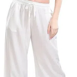 kgn fashion Women Regular Fit White Cotton Blend Trousers image 4