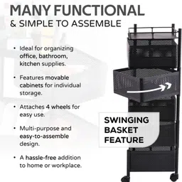 krishnan Multilayer Shelf Movable and Rotatable Kitchen Trolley THREE(3) Layer000 Iron Kitchen Trolley image 2