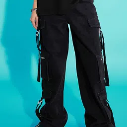 Noh.Voh - SASSAFRAS Kids Girls Relaxed Fit High-Rise Clean Look Cargo Styles Jeans-image-6