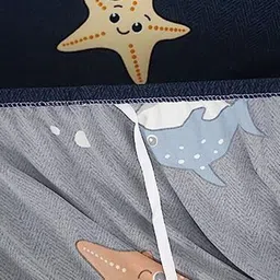 HOUSE OF QUIRK Blue & Orange Abstract Double Seater Elasticated Sofa Cover With Arms image 2