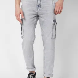 SPYKAR Men Relaxed Fit High-Rise Low Distress Heavy Fade Stretchable Jeans-picture-14